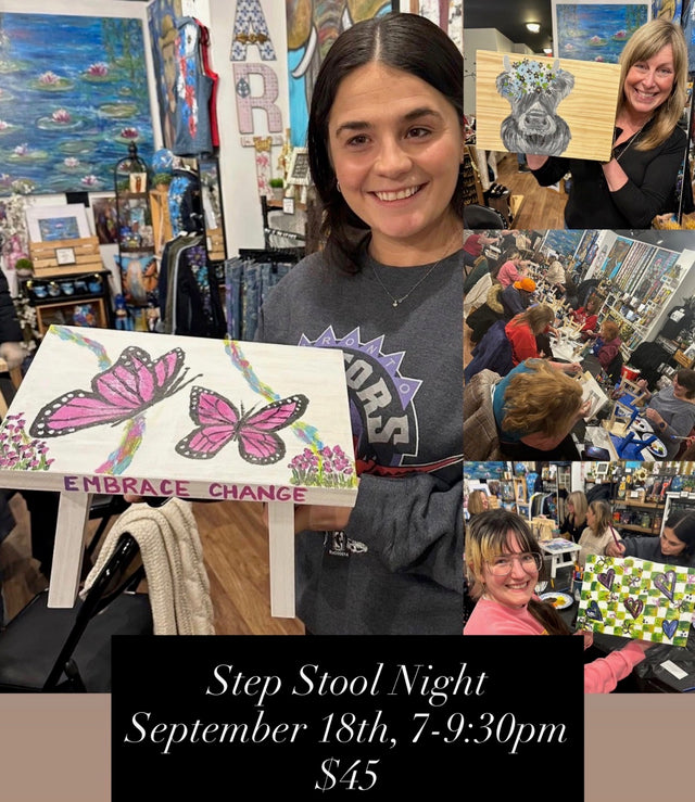 Step Stool Paint Night September 18th 7-9:30pm.